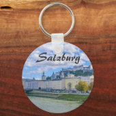 Porte-clés Salzbourg en Autriche avec son château souvenir (Recto)