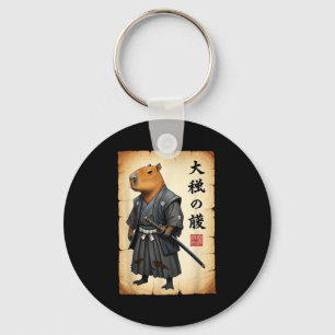 Porte-clés Samouraï Capybara Art Japonais Graphique Vintage D
