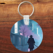 Porte-clés Samouraï Néon – Conception Rétro Anime (Verso)