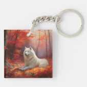 Porte-clés Samoyé en automne Leaves Fall Inspire (Dos)