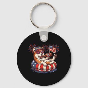 Porte-clés Samoyed Chien 250e Amérique Patriotique Usa 4 Juil
