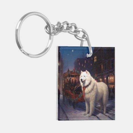 Porte-clés Samoyed Christmas Festive Saison (Devant gauche)