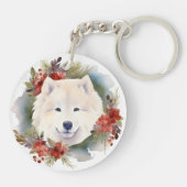 Porte-clés Samoyed Christmas Wreath Festive Pup (Dos)