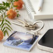 Porte-clés Samoyède Qu'il neige Noël (Devant Droit)