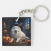 Porte-clés Samoyèdes Citrouilles Halloween Épouvantable (Dos)