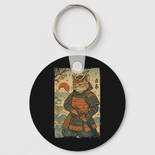 Porte-clés Samurai Chat Warrior Japonais Ukiyo-e Artwork Chat