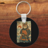 Porte-clés Samurai Chat Warrior Japonais Ukiyo-e Artwork Chat (Recto)