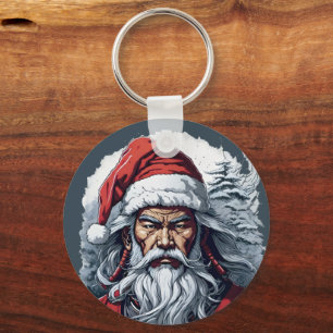 Porte-clés Samurai Père Noël Warrior Christmas Art Cadeau