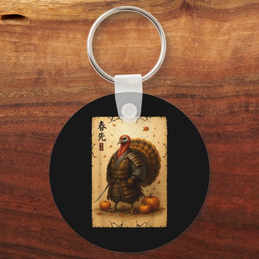 Porte-clés Samurai Turkey Thanksgiving Japanese Warrior Anime (Recto)