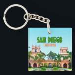 Porte-clés San Diego Balboa Park Californie Vintage<br><div class="desc">Présentez l'architecture verdoyante et rouge terre cuite de Balboa Park à San Diego,  Californie,  États-Unis sur un porte - clé comme souvenir de l'un des plus grands sites d'Amérique!</div>