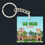 Porte-clés San Diego Balboa Park Californie Vintage<br><div class="desc">Présentez l'architecture verdoyante et rouge terre cuite de Balboa Park à San Diego,  Californie,  États-Unis sur un porte - clé comme souvenir de l'un des plus grands sites d'Amérique!</div>