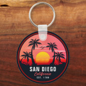 Porte-clés San Diego California Retro Sunset Souvenirs 60s (Verso)
