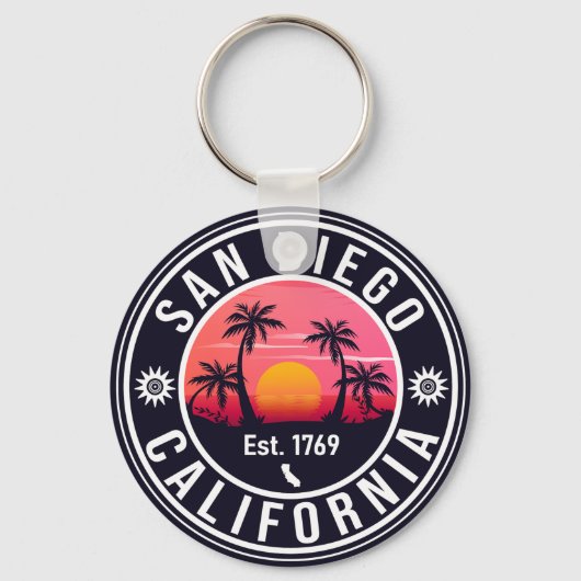 Porte-clés San Diego California Sunset Vacation Souvenirs 60s (Recto)