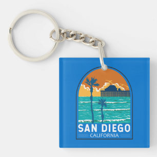 Porte-clés San Diego Californie Voyage Art Vintage