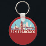 Porte-clés San Francisco Retro City Skyline Vintage Cityscape<br><div class="desc">Design urbain vintage et rétro avec une belle skyline, attraction touristique et art urbain. gratte-ciel Cool et silhouette de construction merchandises pour touristes et voyageurs. Parfait comme souvenir à rapporter lors d'un voyage dans le monde. Enregistrez la mémoire de votre voyage et de vos vacances en famille et entre amis....</div>