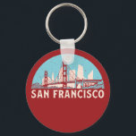 Porte-clés San Francisco Retro City Skyline Vintage Cityscape<br><div class="desc">Design urbain vintage et rétro avec une belle skyline, attraction touristique et art urbain. gratte-ciel Cool et silhouette de construction merchandises pour touristes et voyageurs. Parfait comme souvenir à rapporter lors d'un voyage dans le monde. Enregistrez la mémoire de votre voyage et de vos vacances en famille et entre amis....</div>