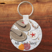 Porte-clés Sandales, Coquillages et Starfish à la plage (Recto)