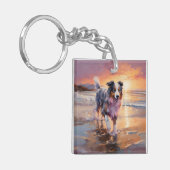 Porte-clés Sandy Australian Shepherd Dog on Beach Sunset (Devant gauche)