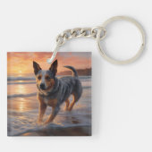 Porte-clés Sandy Paws Australian Cattle Dog on Beach Sunset (Dos)