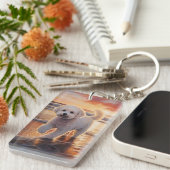 Porte-clés Sandy Paws Bichon Frise Dog sur Beach Sunset (Devant droit)