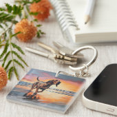 Porte-clés Sandy Paws Bloodhound Dog on Beach Sunset (Devant Droit)