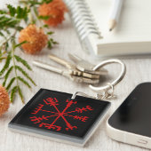 Porte-clés Sang Rouge Vegvísir (Viking Compass) (Devant Droit)
