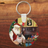Porte-clés Santa à la maison - Pug #5 (Recto)