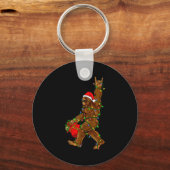 Porte-clés Santa Bigfoot Christmas Lights Funny Sasquatch Bel (Recto)