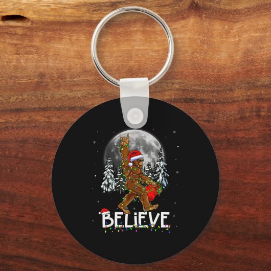 Porte-clés Santa Bigfoot Christmas Lights Funny Sasquatch Bel (Recto)
