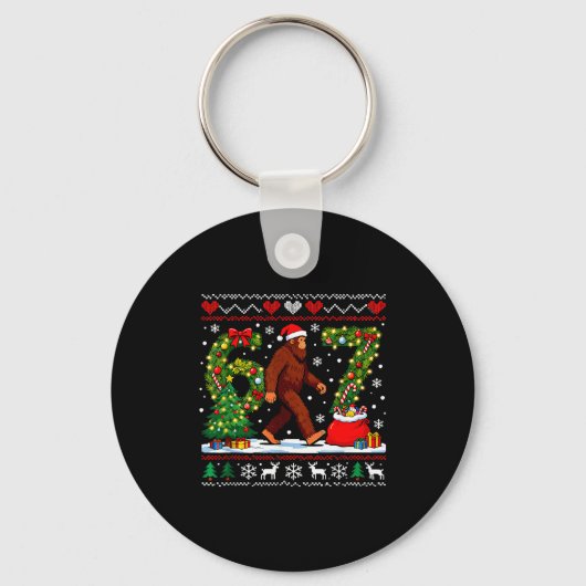 Porte-clés Santa Bigfoot Christmas Tree Funny Sasquatch 67 (Recto)