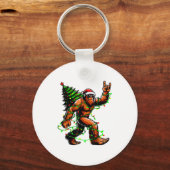 Porte-clés Santa Bigfoot Christmas Tree Xmas Lights Funny Sas (Recto)