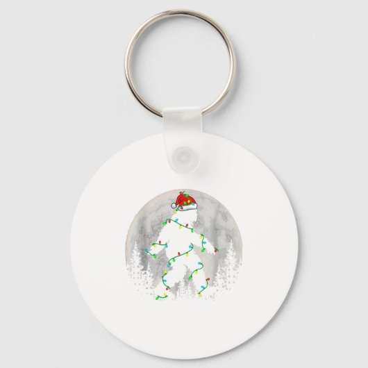 Porte-clés Santa Bigfoot Christmas Tree Xmas Lights Funny Sas (Recto)