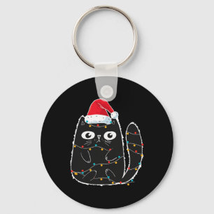 Porte-clés Santa Black Cat empêtré dans le Chat amateur de No