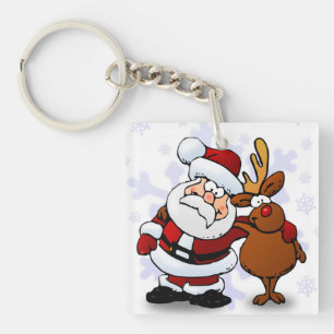 PORTE-CLÉS SANTA CLAUS ET RUDOLPH