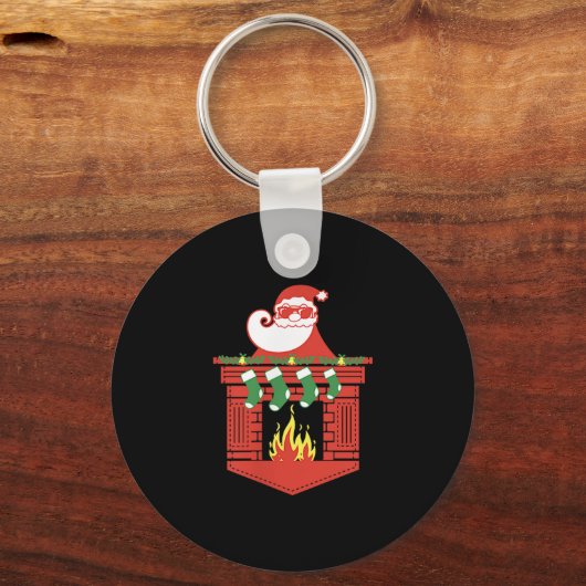 Porte-clés Santa Claus Fireplace Cket Funny Christmas (Recto)