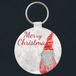 Porte-clés Santa Claus Gnome sur terrain neigeux<br><div class="desc">Un gnome du Père Noël se tient heureux dans un endroit enneigé. Image mignonne et réchauffante pour partager l'esprit de la saison de Noël. Customisez à votre goût.</div>