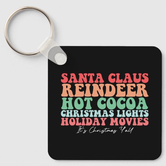 Porte-clés Santa Claus Reindeer Hot Cocaca lumières de Noël H (Recto)