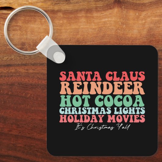 Porte-clés Santa Claus Reindeer Hot Cocaca lumières de Noël H (Recto)