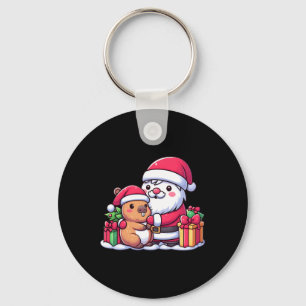Porte-clés Santa Claus s'embrasse mignonne Capybara Christmas
