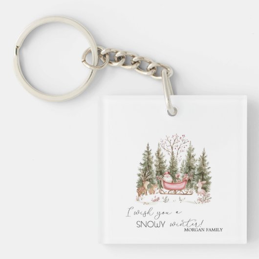 Porte-clés Santa Claus, Sleigh, Présents Noël de forêt (Devant)