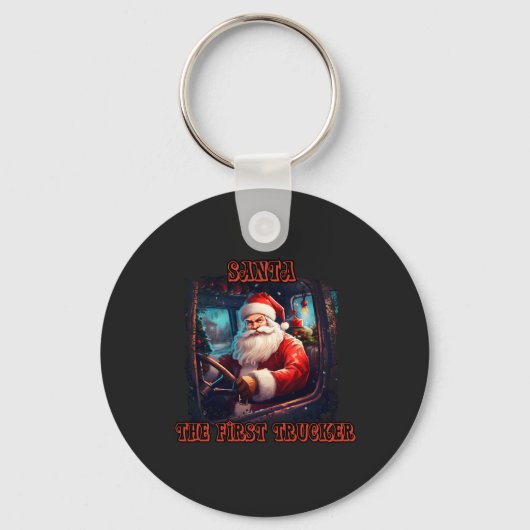 Porte-clés Santa Claus Trucker Noël Fête de la conduite (Recto)