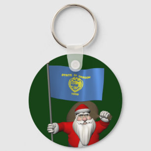Porte-clés Santa Claus with Ensign of Oregon