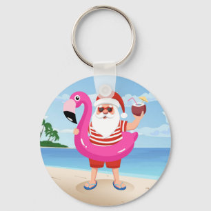 Porte-clés Santa Claus with flamingo