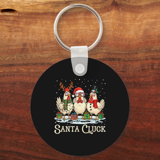 Porte-clés Santa Cluck Chicken Christmas Farm Animal Funny (Recto)