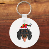 Porte-clés Santa Dachshund Light Christmas  (Recto)