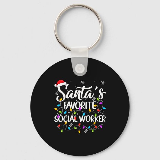 Porte-clés Santa Favorite Social Worker Christmas Lights Fami (Recto)