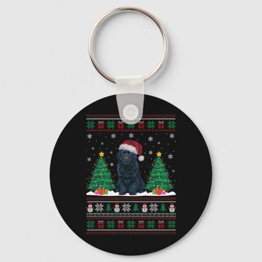 Porte-clés Santa Hat Newfoundland Dog Xmas Tree Lights S (Recto)