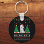 Porte-clés Santa Hat Samoyg Chien Noël Lumières Arbre S (Recto)
