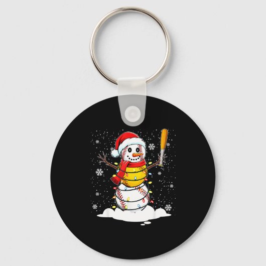Porte-clés Santa Hat Snowman Xmas Funny Baseball Softball Chr (Recto)
