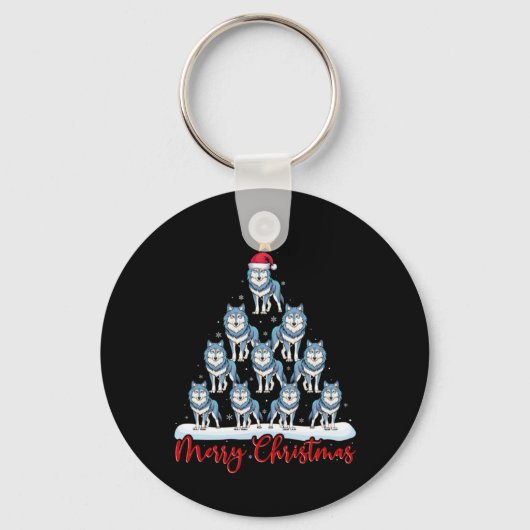 Porte-clés Santa Hat Ugly Xmas Funny Wolf Christmas Tree  (Recto)